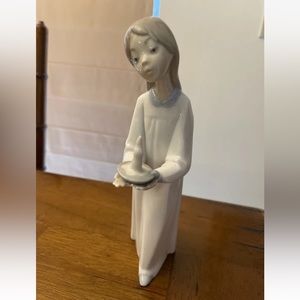 Vtg Lladro Figurine #4868 Girl in Night with Candle Glossy Retired 8.25" Tall